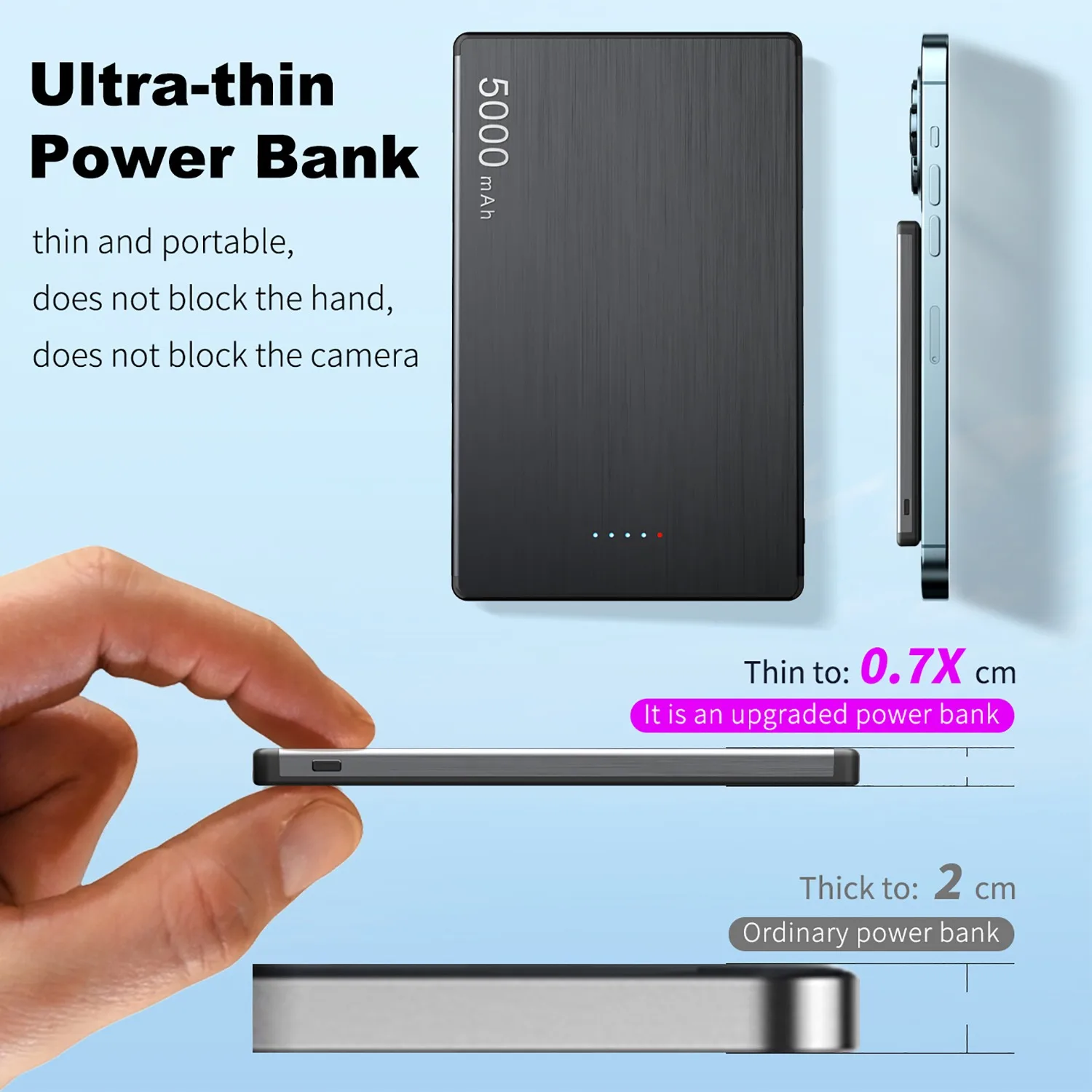 울트라 얇은 자기 보조베터리 5000mAh 초고속 충전 무선 배터리 아이폰 삼성 Xiaomi에 대한 외부 충전기