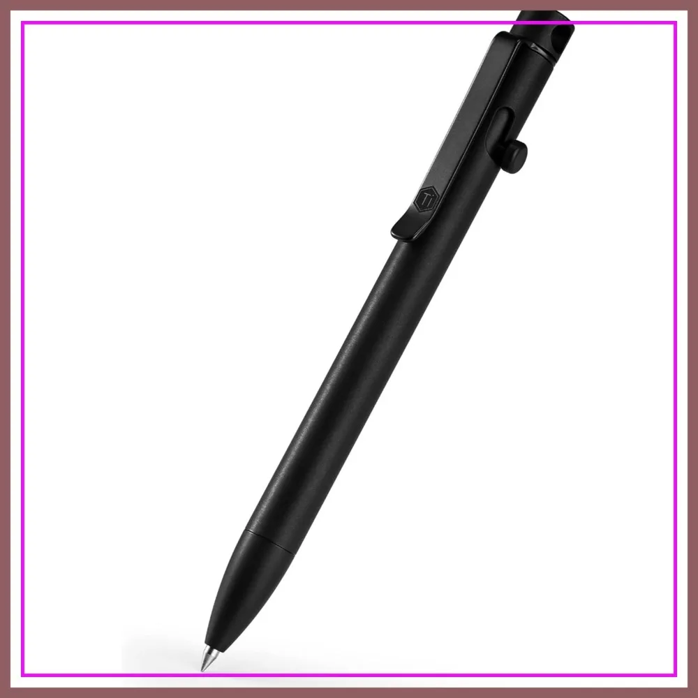 

Bolt Action EDC Pen with Clip, Titanium Pocket Ballpoint Pen for Everyday Carry (Black)