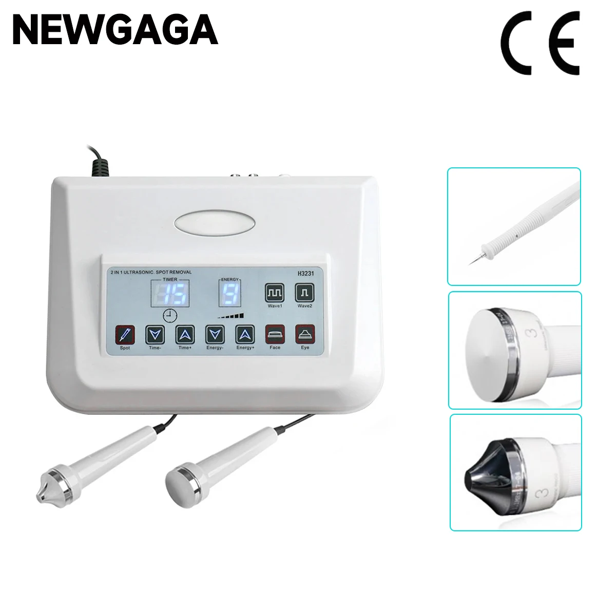 NEWGAGA 3 In 1 Facial Machine Ultrasonic Spot Tattoo Facial Wart Freckle Removal Removal Pen Micro Plasma Freckle Beauty Device