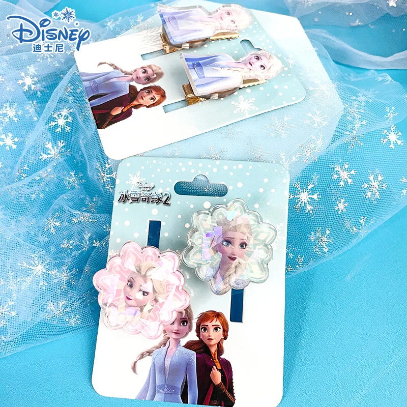 

New Disney Frozen Kids Hairpins Acrylic Refraction Glow Duckbill Clip Princess Elsa Snowflake Hair Ornament Girls Birthday Gifts