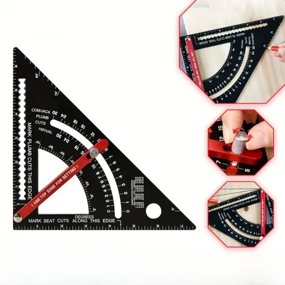 Carpentry Triangle Ruler Triangular Square 7Inch Aluminium Alloy  Adjustable Metric Measurement Woodworking Tools