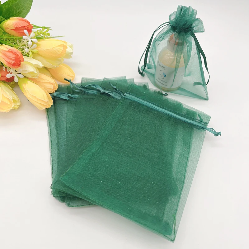 1000pcs Drawstring Wedding Bag Blackish Dark Green Small Gift Bags for Jewelry Packaging Bag Organza Pouches Sachet Display Bags