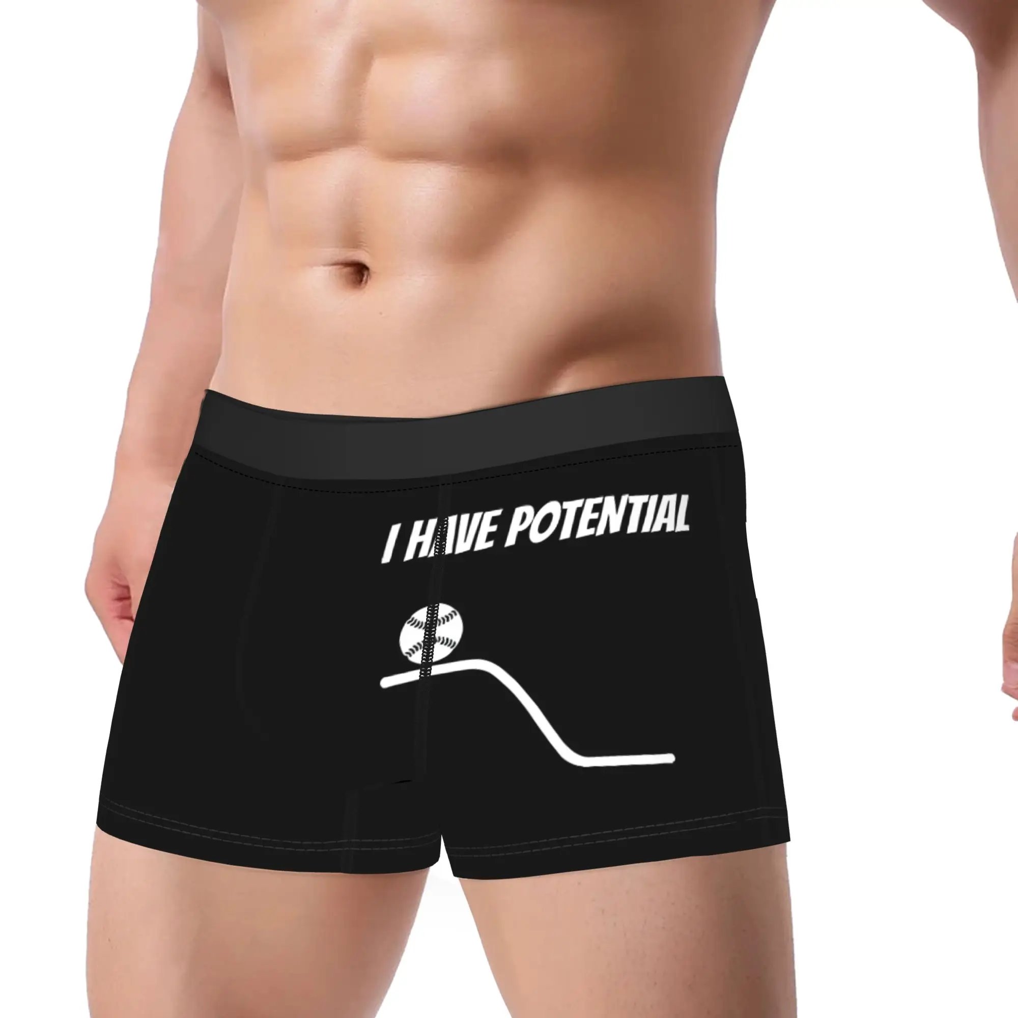 I Have Potential, With Baseball Ball    Physics Joke  Underpants Homme Panties Male Underwear Ventilate Shorts Boxer Briefs
