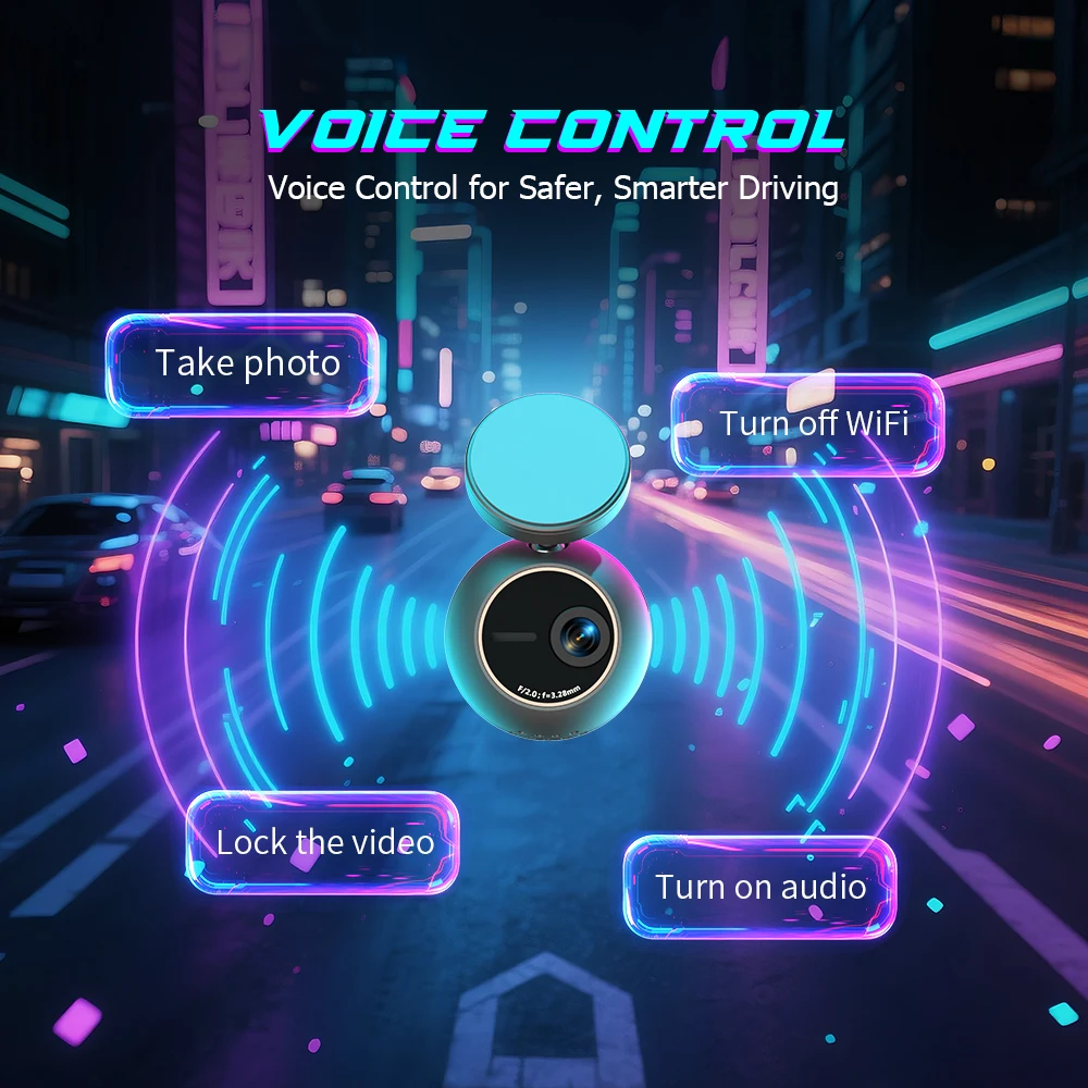 Dash Cam KAWA MINI ORB Tiny Videorecorder 2K Auto DVR, Spraakbesturing Autocamera, 360 °   Draaien,180 °   Video Flip AUTO Dash Camera