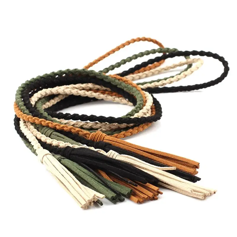

A18P-Waist Chain 160Cm Woven Tassel Ladies Tassles Belts Waistband Braided Belt Waist Rope Women Decorated Waist