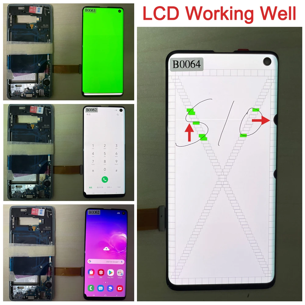 Line spot defect for Samsung Galaxy S10 LCD Display 6.1 “ For Touch Screen For Samsung S10 SM-G973F, SM-G973U Display Point