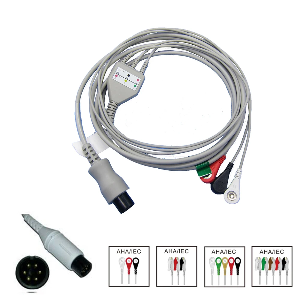 

Compatible for Physio Lifepak Patient Monitor, 3/5 Leads ECG Cable, Use for ECG Data Monitor, ECG Measurement Sensor Module Kit