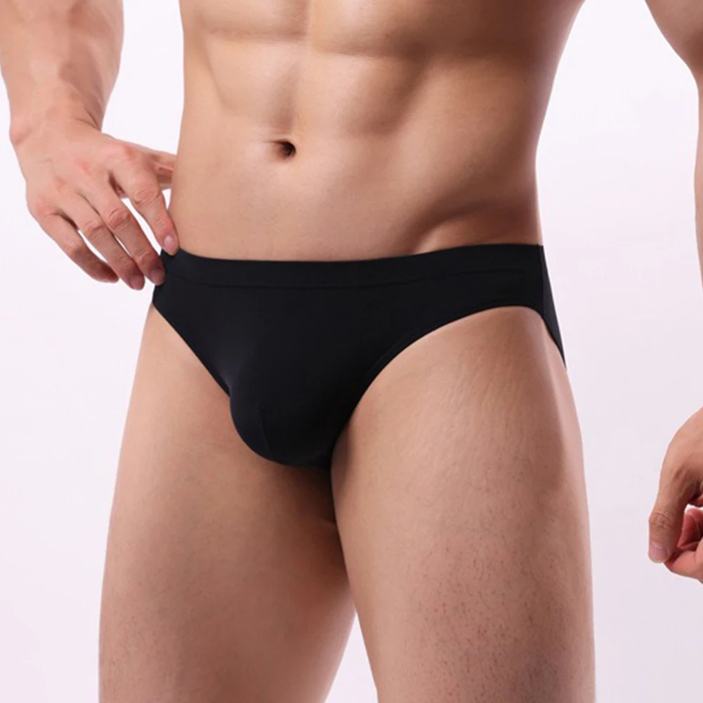 

Men Ice Silk Comfortable Briefs U Convex Pouch Panties Elastic Waistband Low Rise Underpants Breathable Underwear Bikini