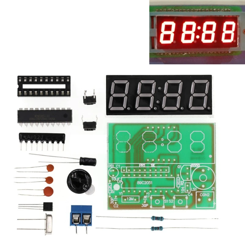 

DIY 4-bit Digital Clock Soldering Exercise Parts Welding Practice Perfectly for Electronics Learners Students Enthusiast