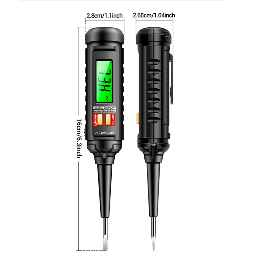 Elektricien Voltage Tester Pen AC 12-300V LCD-scherm Non-contact Circuit Power Detector met licht geluidsalarm voor reparatie