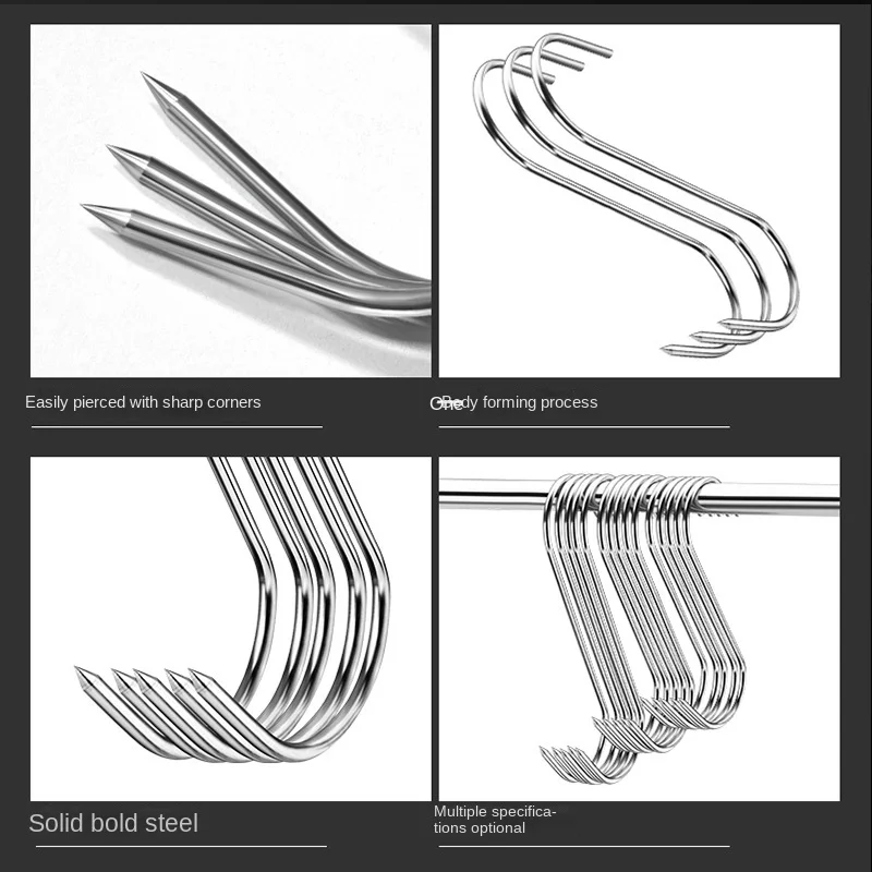 Edelstahl S-Haken mit spitzer Spitze Backwerk zeuge für Metzgerei Küche Fleisch Kleiderbügel Haken Haken Home Storage Organisation