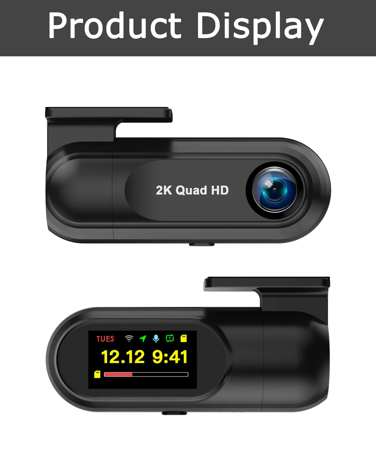 Mini 2K Dashcam WiFi Auto-DVR-Kamera Dashcam unterstützt GPS, Loop-Aufnahme, Nachtsicht, G-Sensor, Parküberwachung, Fahrtenschreiber – Detail 10
