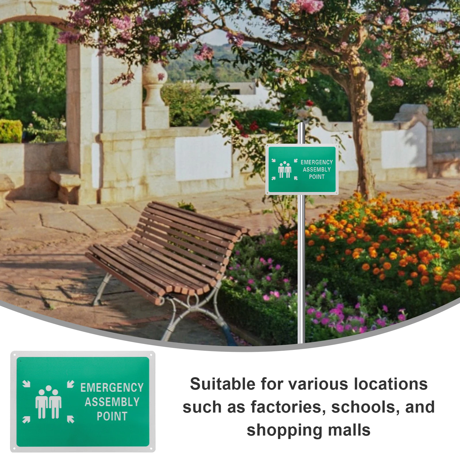 

Fire Fighting Assembly Point Sign Aluminum Emergency Safety Label Durable For Factory School Mall Traffic Safety Use