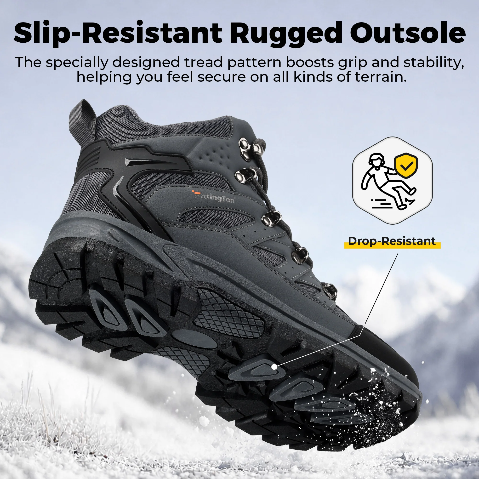Fittington Herren-Wanderschuhe mit breiter Zehenpartie, wasserabweisend, hoher Schaft, taktische Militärstiefel, Trekking-Schuhe für Herren, Herbst, rutschfest. – Detail 13