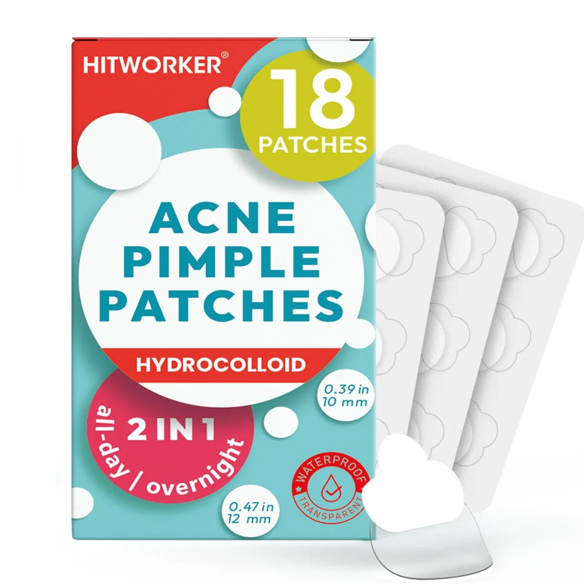 18Pcs Hydrocolloid Acne Pimple Patches, Invisible Blemish Spot Cover Stickers, Portable Facial Skin Care Zit Patches for Daily U