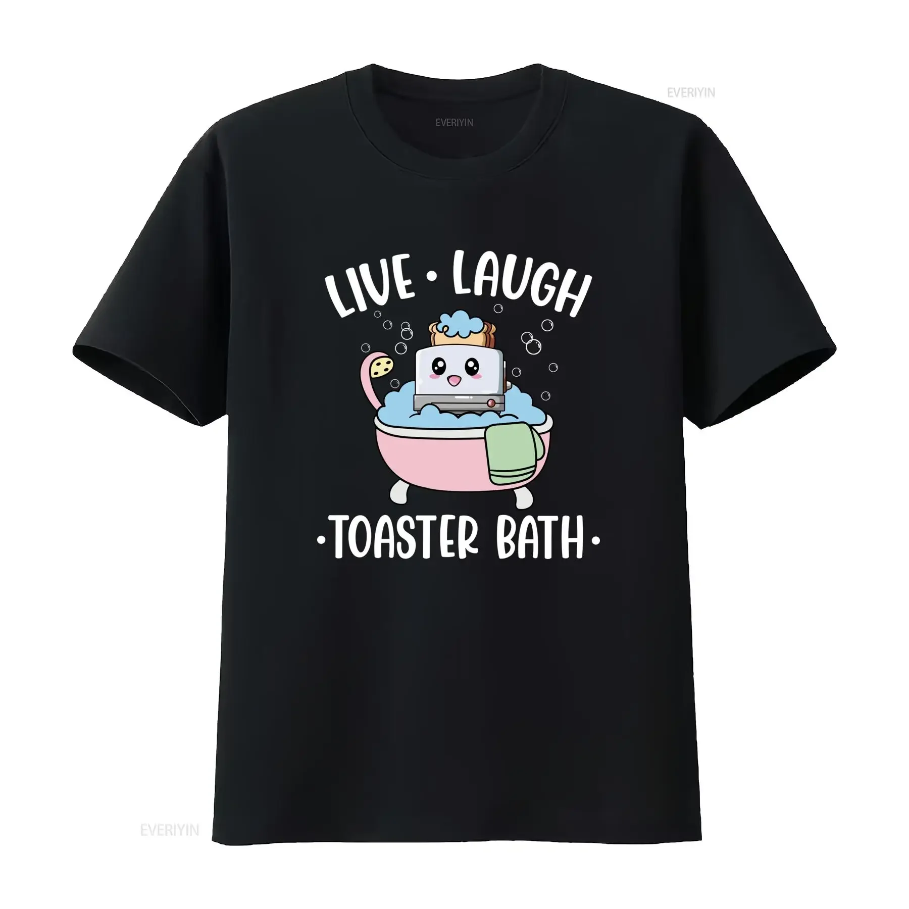 Funny Cartoon Live Laugh Toaster Bath Meme Print Casual T Shirt vintage Washed Soft designer clothes Breathable