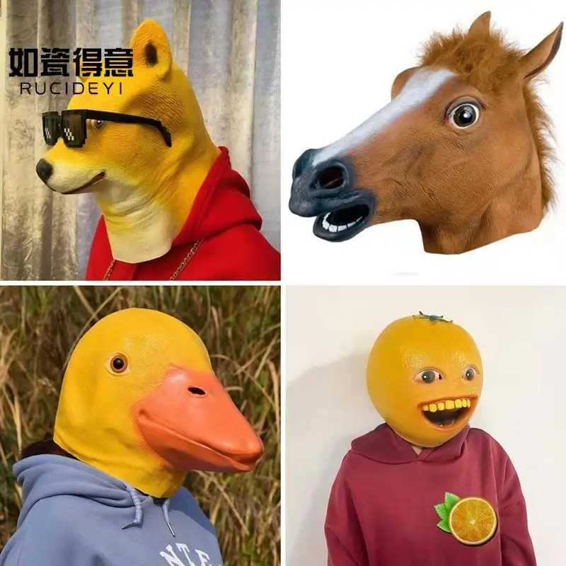 Green Head Fish Head Mask Men's Sand Sculpture Monster Animal Performance Halloween Mask Social Cow Network Famous Headwear