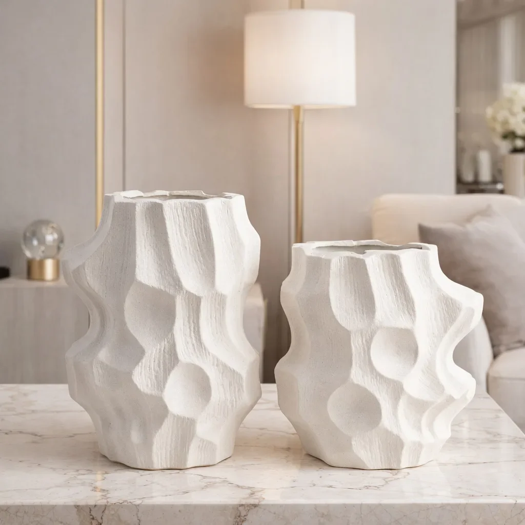 Ins Style High Aesthetic Ceramic Vase Craft Modern Minimalist Home Decor Showroom Entrance Tabletop Floral Arrangement Ornament