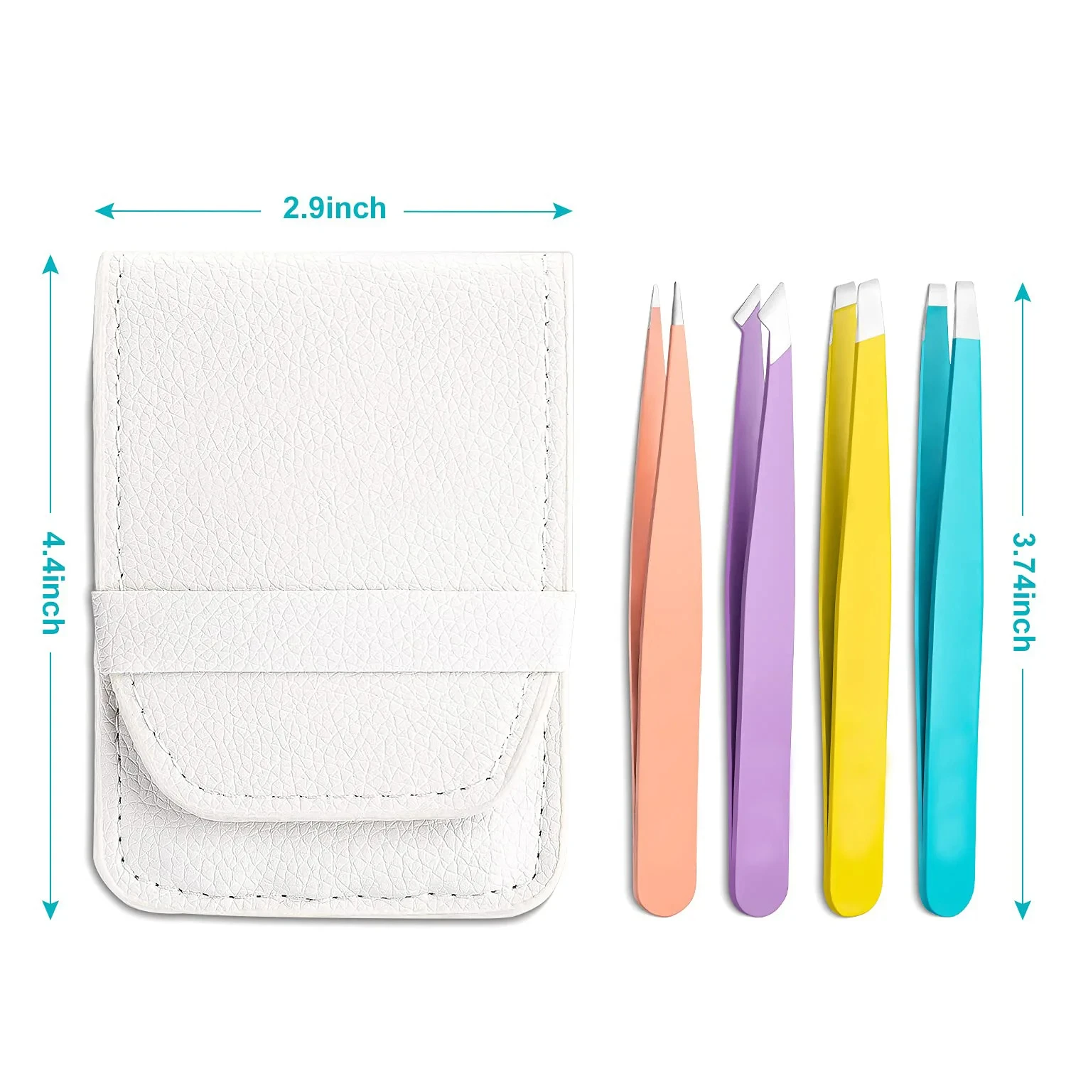 EyeblogugTweezer Hair Beauty Extracteur de poils fins, pinces à sourcils inclinées en acier inoxydable, outils de maquillage pour enlever les poils, 4 pièces avec sac