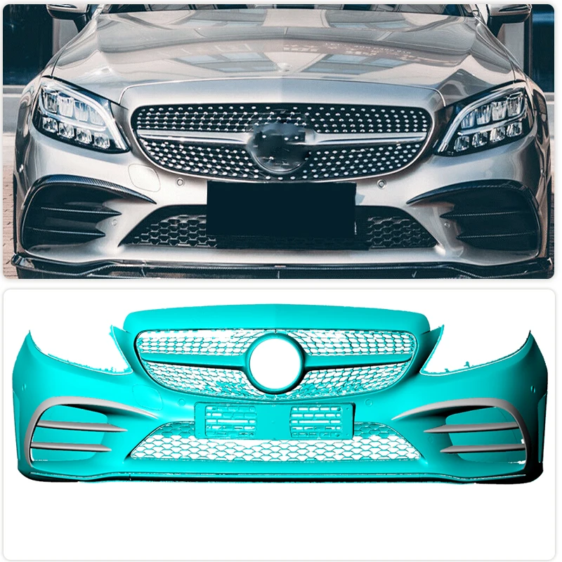 Carbon Fiber Car Front Bumper Fins Air Vent Trims For Mercedes Benz C Class W205 C205 A205 C200 C300 2019 2020 Front Canards