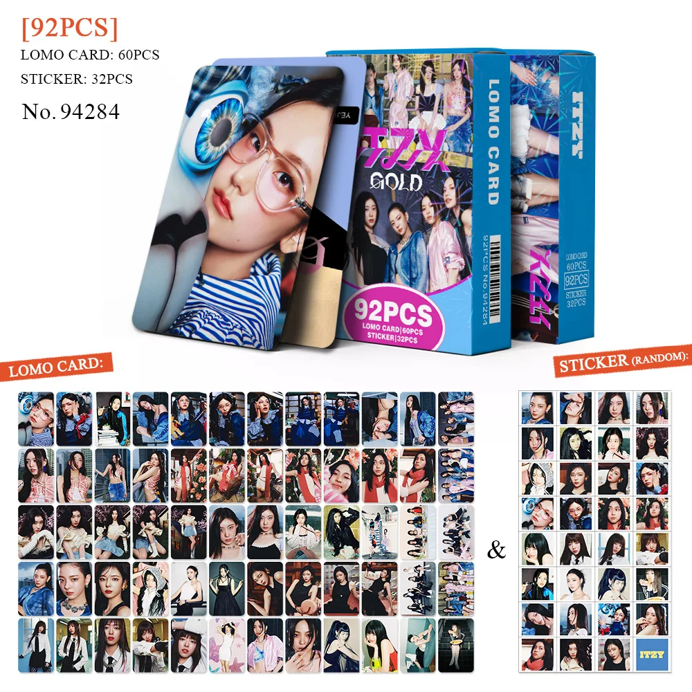 92Pcs/Set ITZY Idol Girl Lomo Cards Sticker New Series GOLD HD Printd PhotoCards Yeji Lia Ryujin Chaeryeong Yuna Fans Gifts