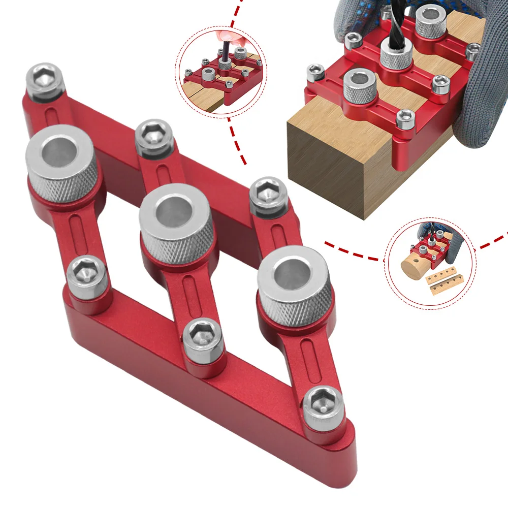 

Wood Dowel Hole Positioner Locator with 3-10mm Drill Sleeves Self Centering Dowelling Jig Woodworking Joinery Hole Drill Guide