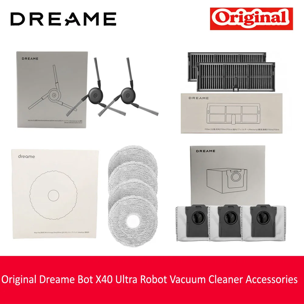 Originele Dreame Bot X40 Ultra Robotstofzuiger Accessoires voor Mijia M40 Rubberen Hoofd-/Haar-/Zijborstel/Mopzak/Filter