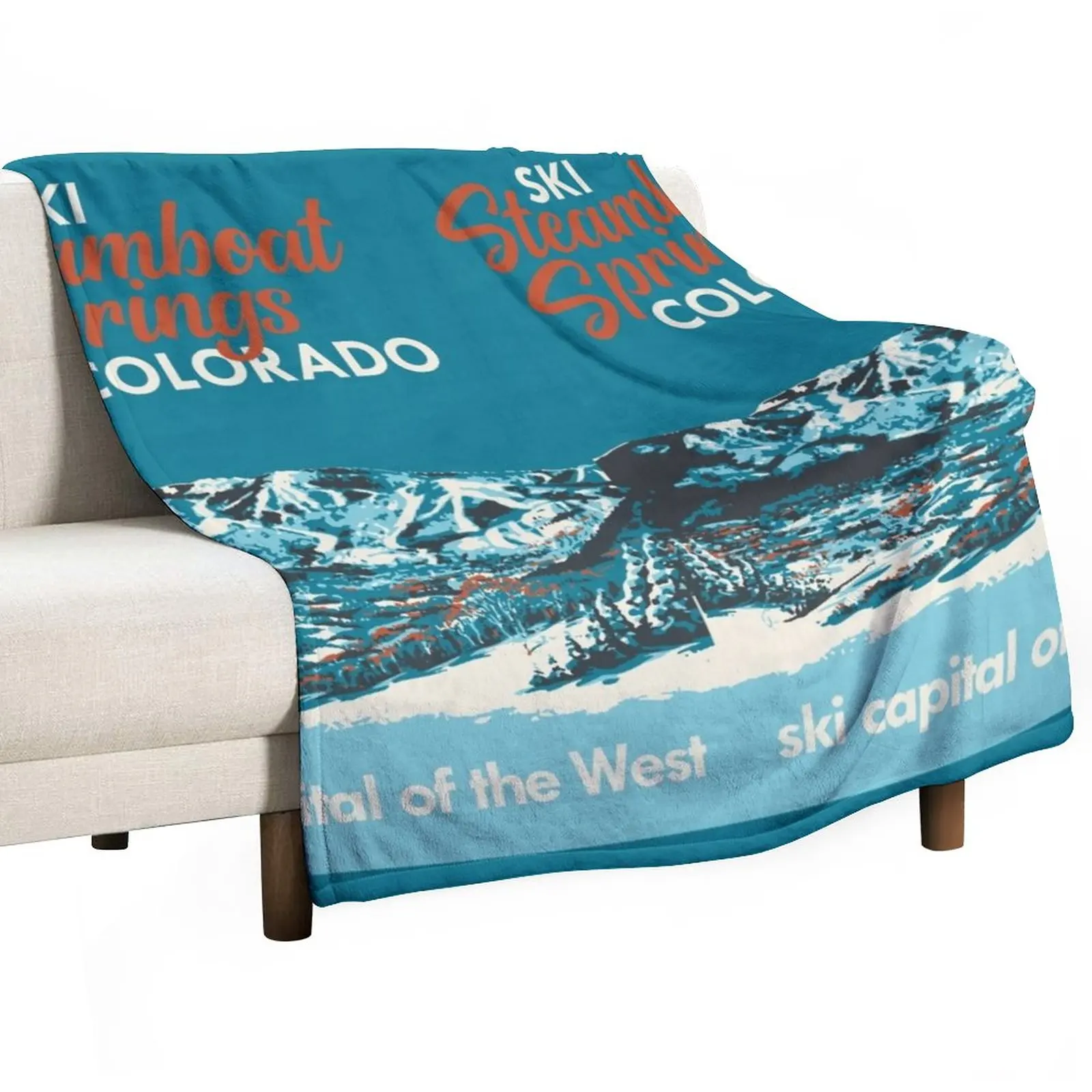 

New Steamboat Springs Vintage Ski Poster Throw Blanket Decorative Beds Travel Blankets