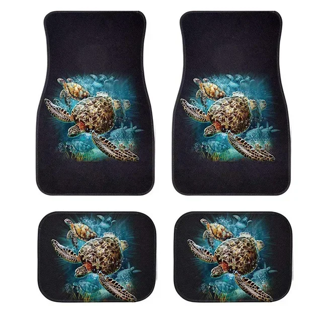 4Pcs Tribal Sea Turtle Polynesian Hawaiian Car Floor Mat Foot Mats Anti-Slip Auto Car Front Area Rugs Car Accessories