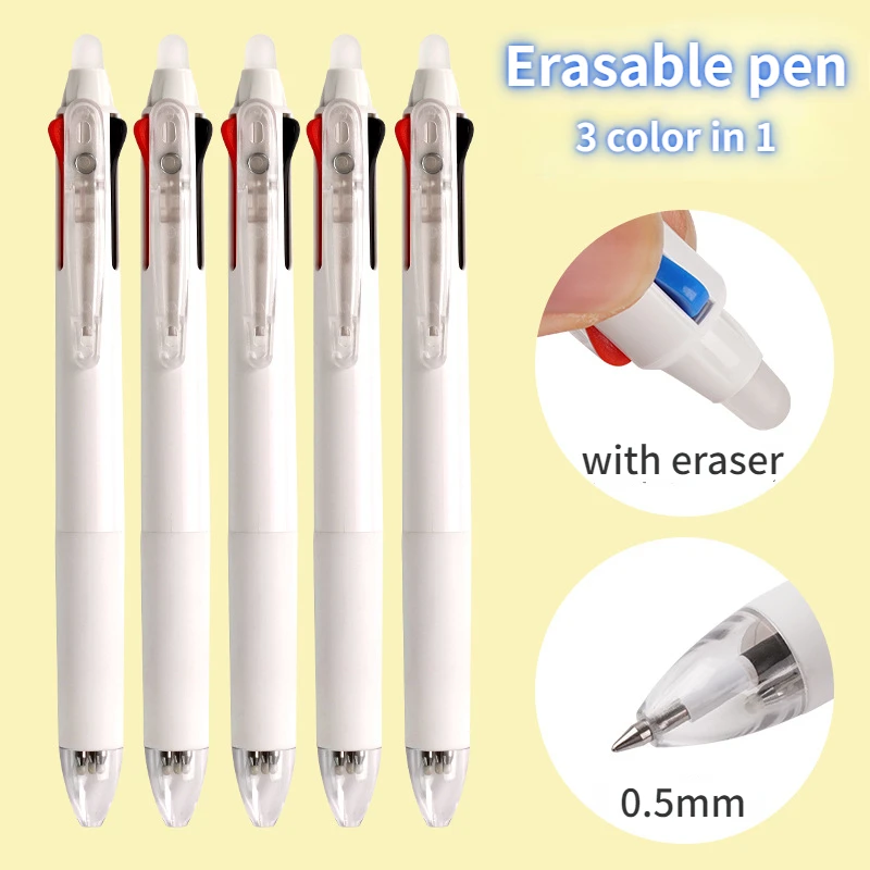 

Erasable pens Gel Pen 3-color Ballpoint Pen Kawaii Student Multi-color BallPoint Pen Writing Stationery Office School Supplies