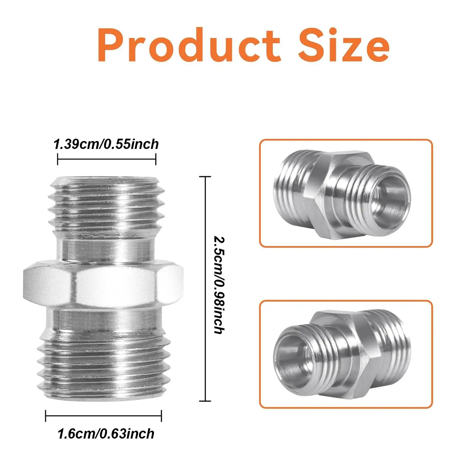 

4Pcs M14 to 16mm Adapter Thread Connector Replace Small Digger Line Tube Quick Connection 115757 Repair Parts Metal Converter