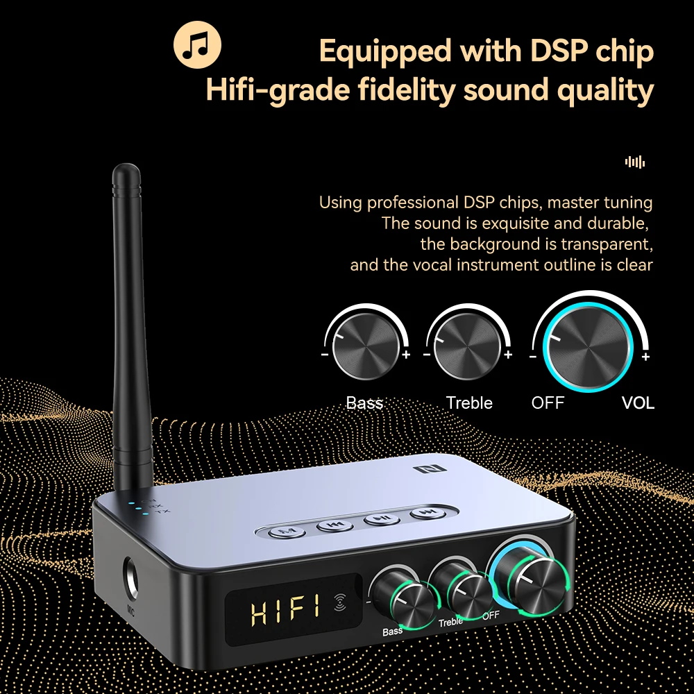 Digital Adapter Bluetooth 5.3 Intelligent Audio Receiver Transmitter NFC/AUX/RCA/USB U Disk/TF/6.5 Mic/Karaoke/FM Radio M9Pro