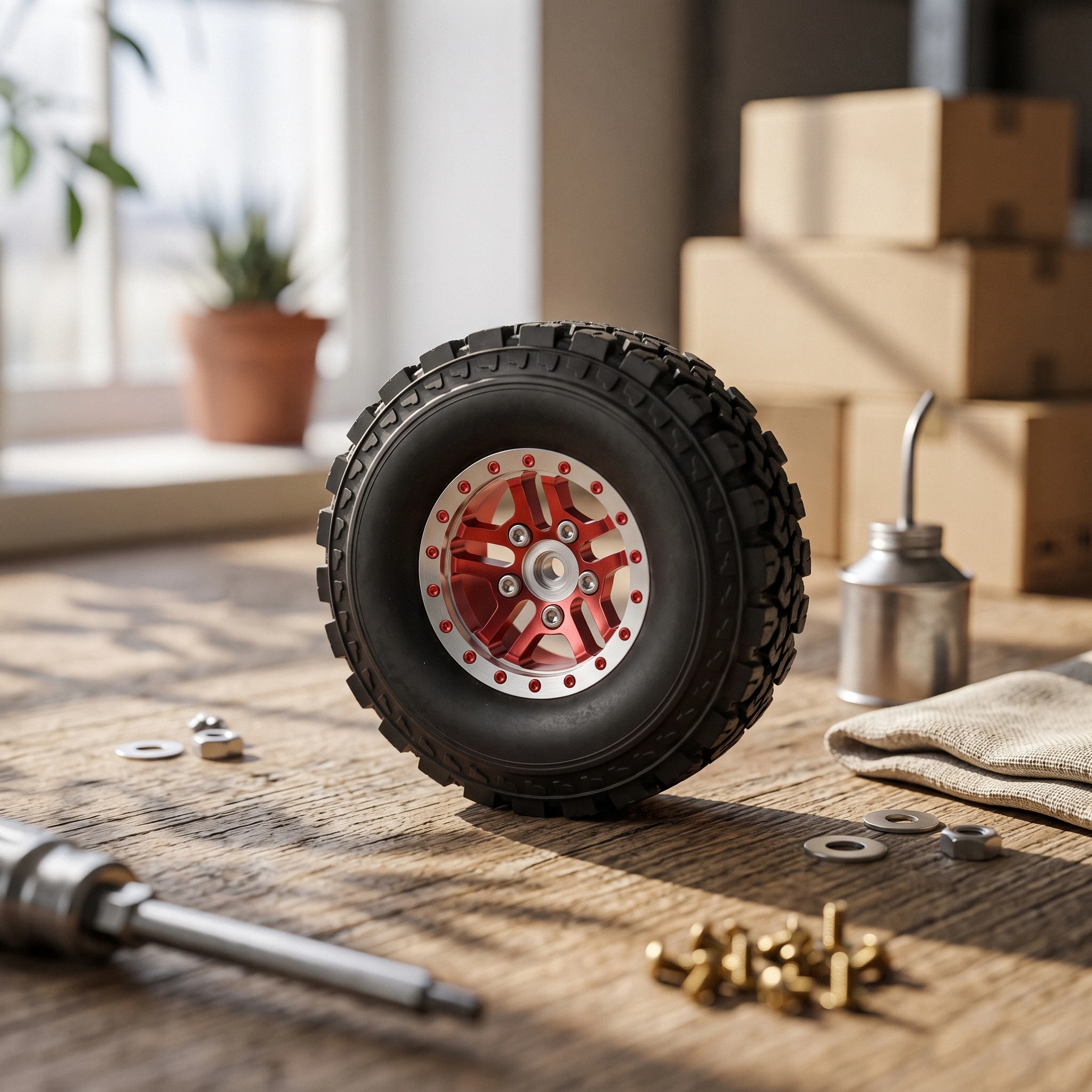 4 Pieces RC Car Wheels with Metal Hub Universal Wheel with Tire Wheel with Hex Hub Rubber Rim Non-Slip for Hobbyists
