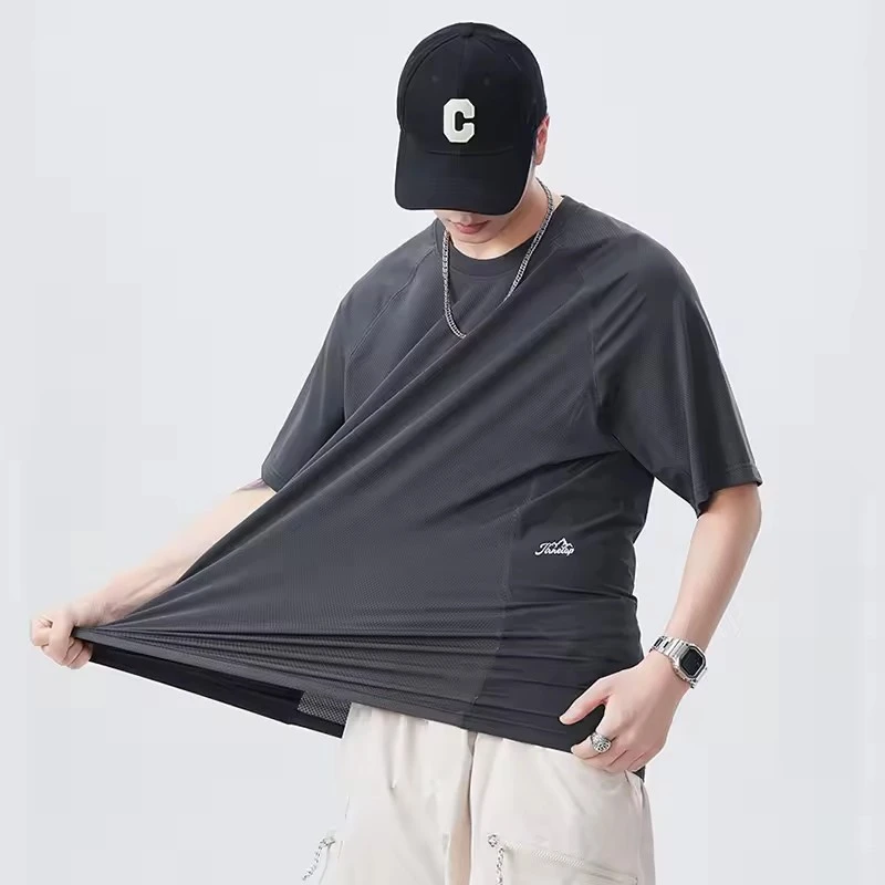 Men Summer Mesh Breathable Loose Casual Outdoor Track Quick Dry Techwear Short Sleeve T-shirt Streetwear Fashion T Shirts