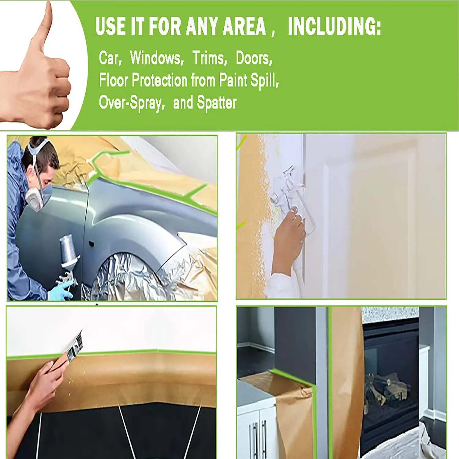 Paint Masking Paper-Unfold Drape Painters Paper Masking Paper for Painting Cars Floor Protection Auto Body Masking