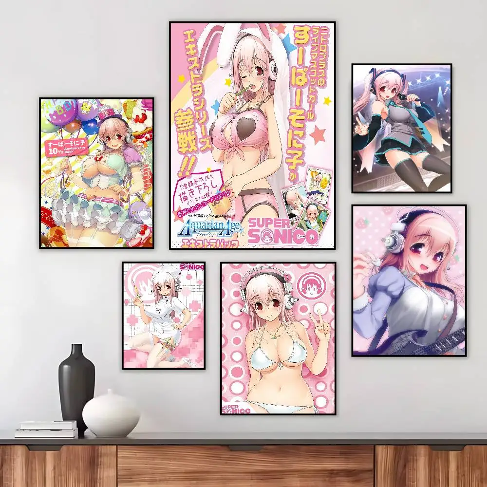 Idol Character S-Super Sonicos Poster Art canvas HD aesthetic Printing Paper Wall Art for Living Room Bar fashion Home Decor
