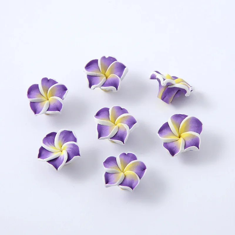 10pcs/lot 15mm Small Clay Plumeria Frangipani Flower Beads Multicolor Mixed Diy Bracelet Hawaii Jewelry Craft Making Accessories