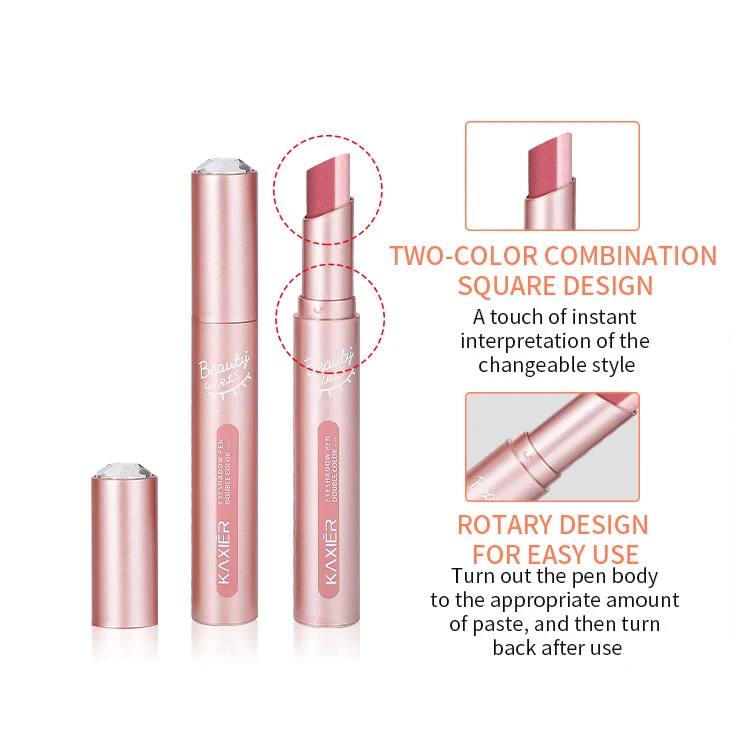 Smudge-Proof Shimmery Nude Eyeshadow Stick - Quick Application with Two Shades
