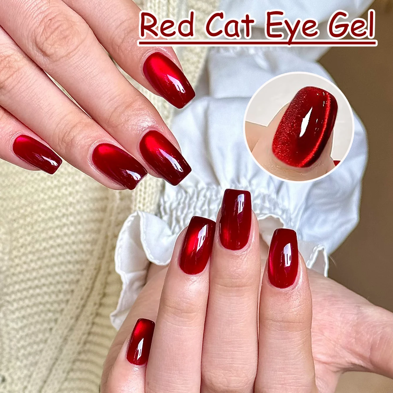 1pcs WS Summer Autumn Nails Halloween Nails Red Black Glass Bead Cat Eye Gel Nail Polish 2026 High-detisy Whitening Popular Gel