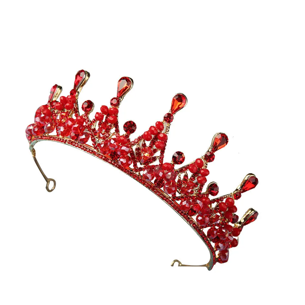 1 قطعة تاج حجر الراين أغطية الرأس الزفاف أنيقة خفيفة الوزن تألق غطاء الرأس لحفل زفاف مأدبة التصوير الفوتوغرافي الأحمر #2