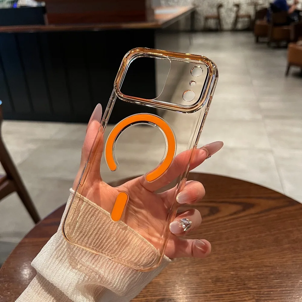 حافظة لهاتف آيفون 17 16 برو ماكس حافظة لهاتف Magesafe حافظة هاتف شفافة مغناطيسية لهاتف آيفون إير 16 15 برو ماكس 17Pro غطاء صلب شفاف #1