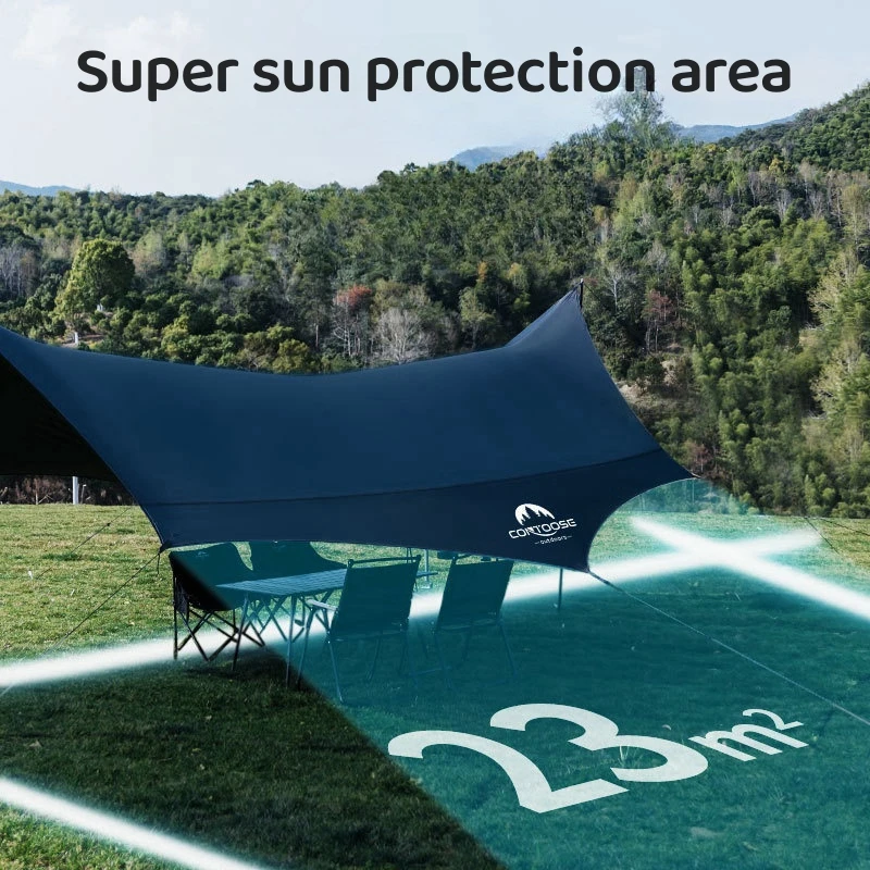 Imagem -03 - Revestimento Preto Tarp Hexagonal para Camping Waterproof Toldo em Forma de Quadrado Sombra Exterior Sail Sun Shelter Oxford Canopy Novo