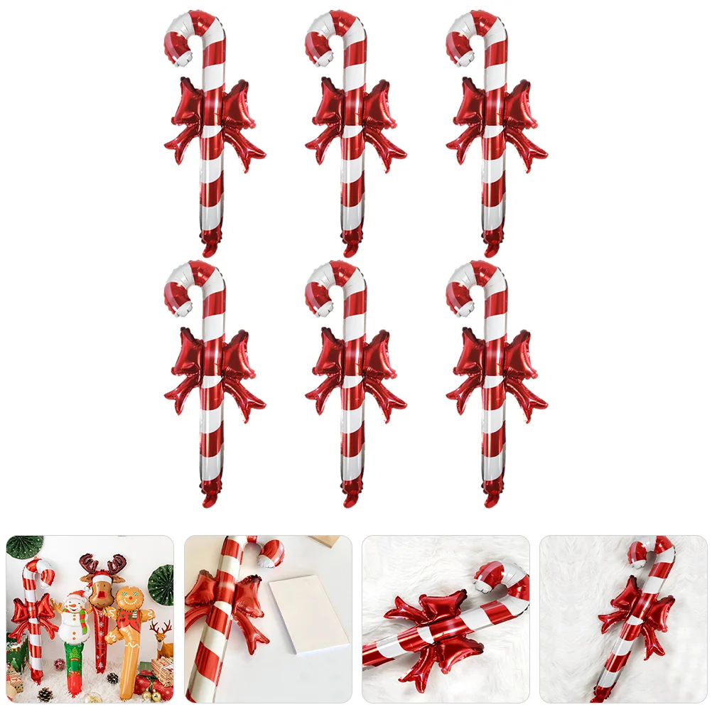 Christmas Tree Ornament Inflatable Stick Cane Candy Hand Held Balloon Rose Gold Balloons Foil for Party Decor