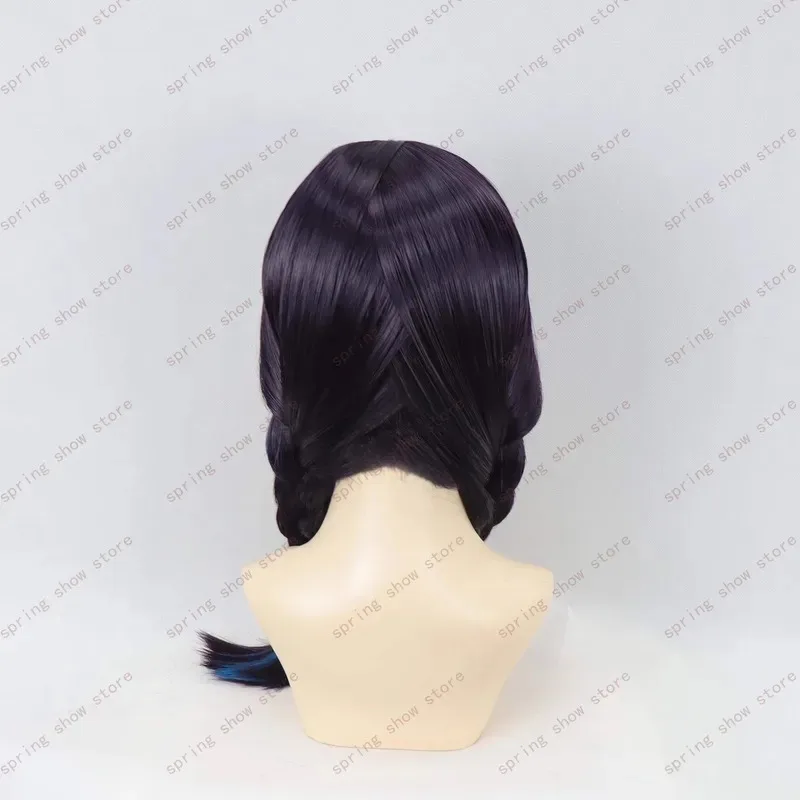 DY20Rivals Psylocke Blood Kariudo 코스프레 의상 합성 머리 중간 길이 검정색 보라색 할로윈 파티 Wig25
