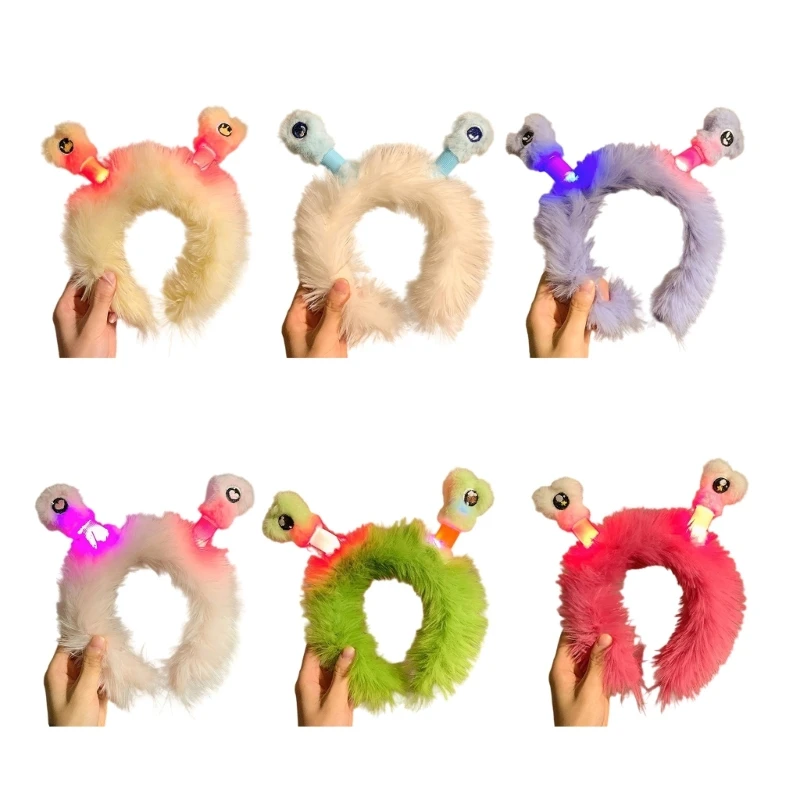 

Glowing Light Hairhoop Cartoon Plush Hairband Funny Tentacles Hairband Lovely Headdress Women Face Washing Headband