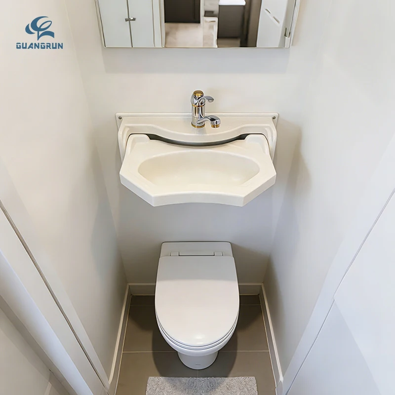 Lightweight Flexible Acrylic Modern Wall-Mounted Motorhome RV Bathroom Folding Sink for Vehicle Marine Use