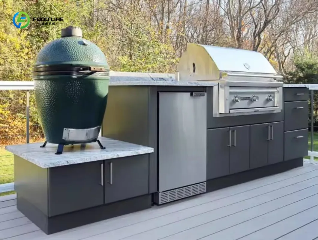 Custom Luxury Modular Outdoor Kitchen Cabinet Stainless Steel Marble Granite Sink BBQ Grill Melamine MDF Board Durable Design