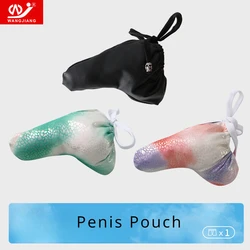 Penis Cover Male Gradient Imitation Leather Swimming Pouch Underwear Ultra-Thin Breathable Drawstring Adjustable JJ Cover