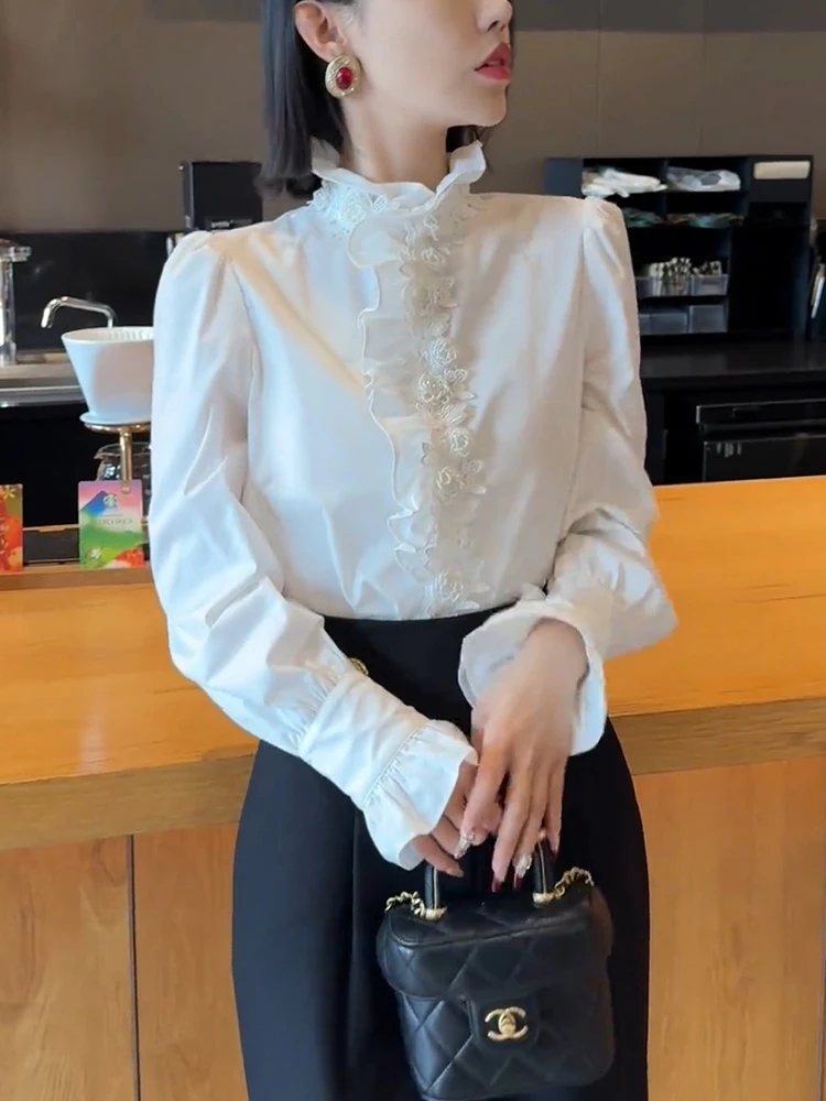 

Ele Wood ain irt Unique Beautiful Spring European Sle Top for plus Size Women Commute Sle Long Sve