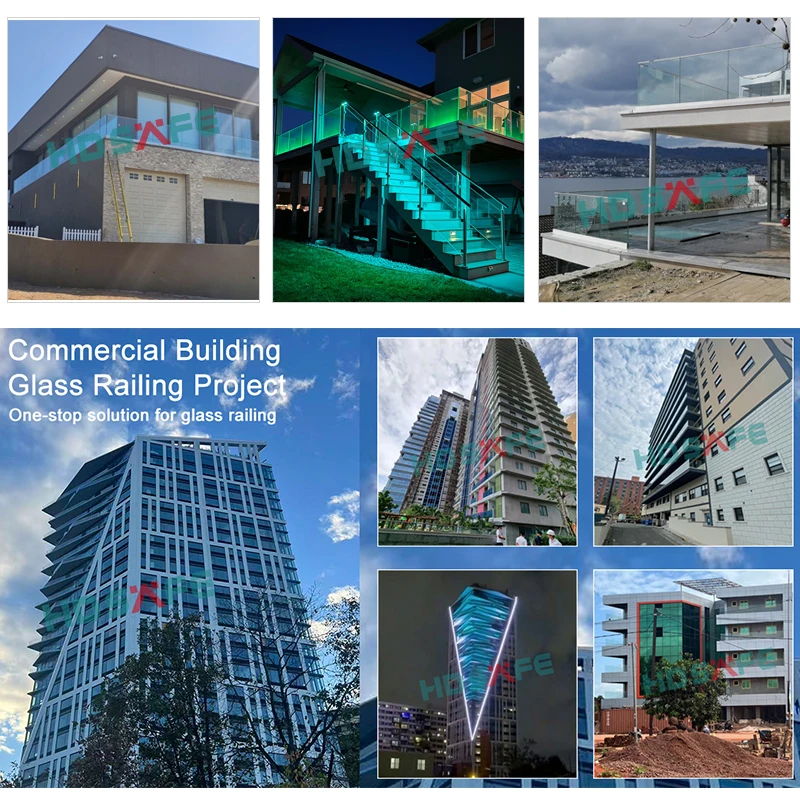 التخصيص سطح السفينة U الألومنيوم سياج قناة درابزين زجاجي للشرفة فناء درج سقف شرفة درابزين الزجاج المقسى لوحة الزجاج